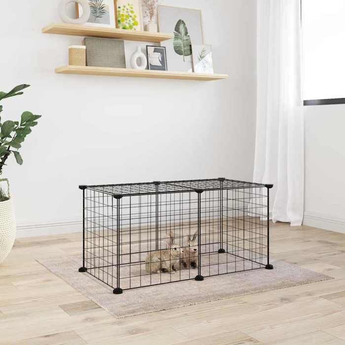 Comparer les prix de BONNIE® Meuble Cage pour chat/animaux Cage animaux de compagnie à 8 panneaux Noir 35x35 cm Acier EU456771