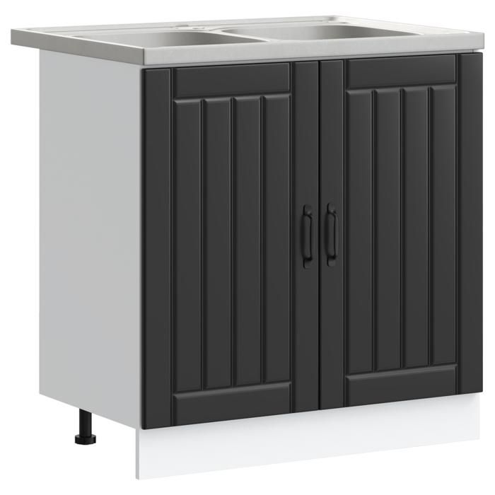 ROUMEI®Armoire/Cabinet sur pied de cuisine/salon - Lucca 2 pcs Noir 80 x 46 x 81.5 cm - 2 ans Garantie EU9949