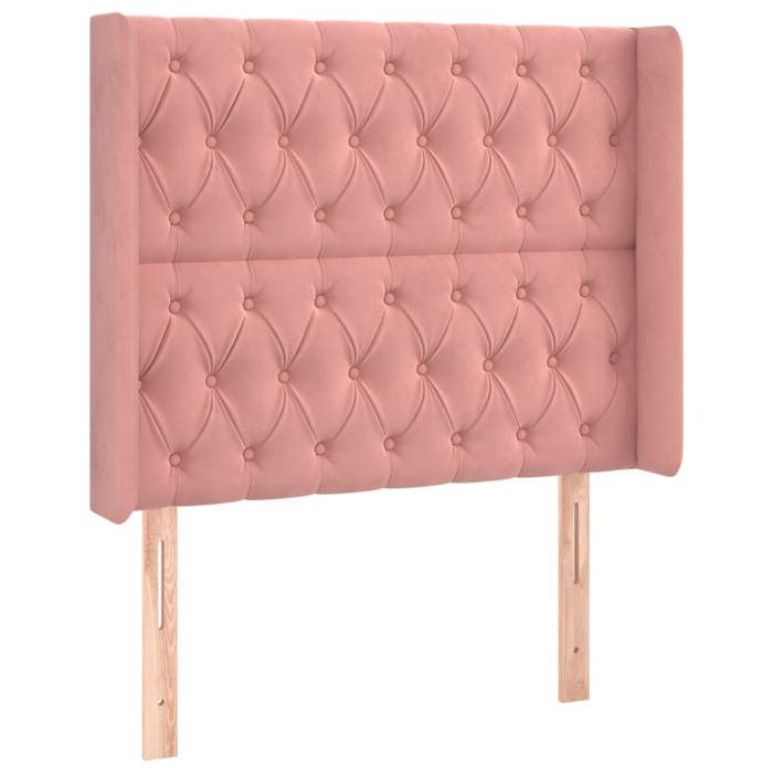Tête de lit avec oreilles - VIDAXL - Velours - Rose - 103x16x118/128 cm - Hauteur réglable - Pieds robustes