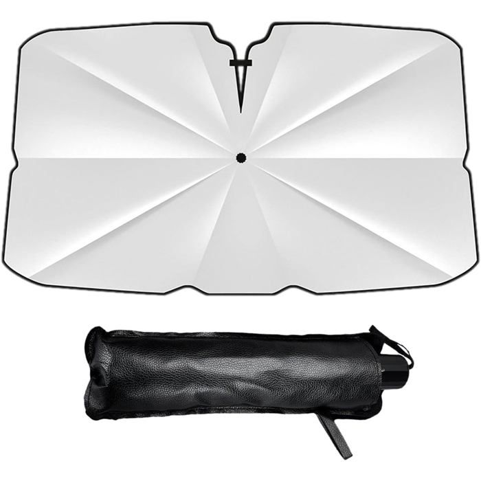 Parapluie Pare Soleil Pliable pour Pare Brise De Voiture Pare Soleil Voiture Pare Brise Avant 360° Réglable Flexible Tige