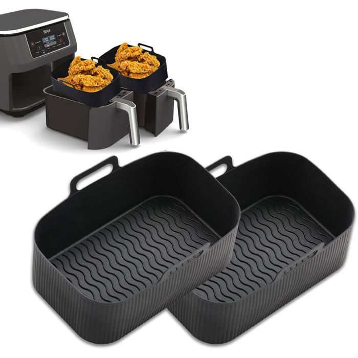 2 Paquet Moule Air Fryer Pour Foodi Af400Eu Af300Eu Moule Silicone Airfryer Pour Friteuse Electrique Accessoire Air Fryer Noir