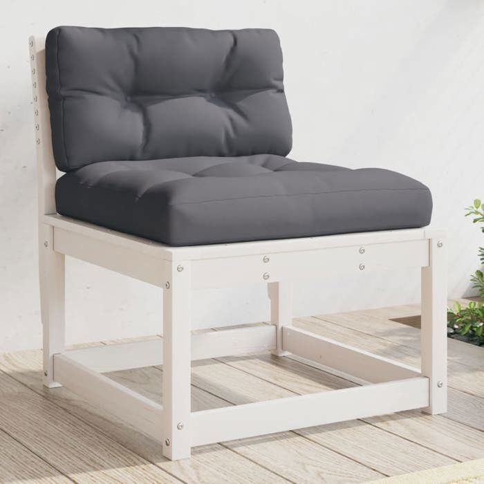 Canapé de jardin en bois de pin - vidaXL - Blanc - 63 5x73x78 cm - Coussins inclus - Anthracite