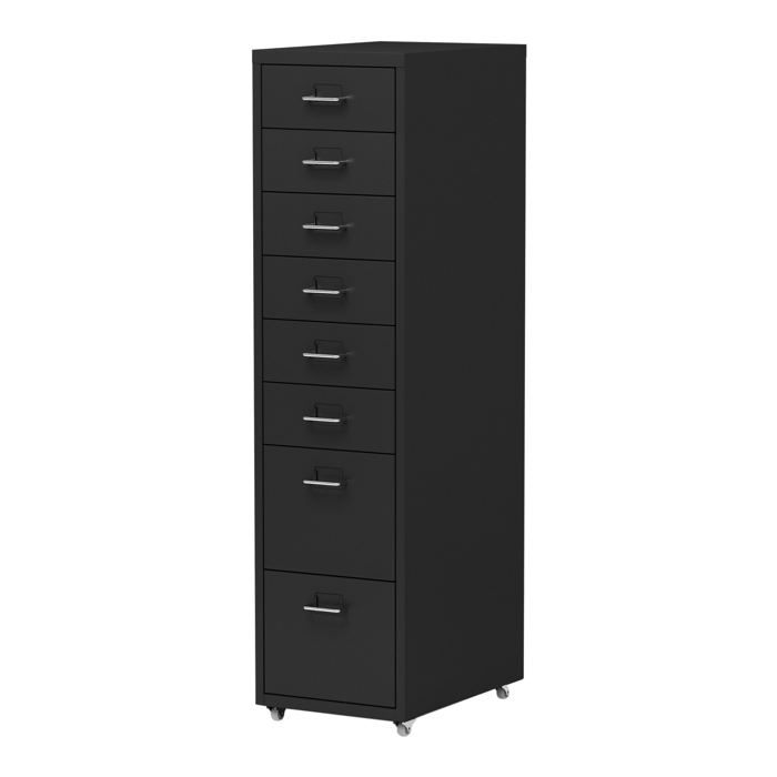Caisson de bureau - HELLOSHOP26 - Armoire à roulettes - 8 tiroirs - Noir - Métal Caisson de bureau - HELLOSHOP26 - Armoire à roulettes - 8 tiroirs - Noir - Métal