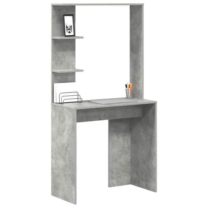 Bureau Gris CLOUD Table à écrire Pour 1 personne Gris béton 78 5x37x154 5 cm bois dingénierie BBB893