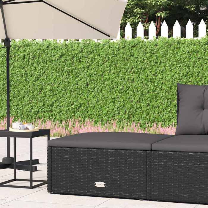 Tabouret de jardin en résine tressée - vidaXL - Coussin noir - 53x51x24 5 cm - Résine tressée - Acier enduit de poudre
