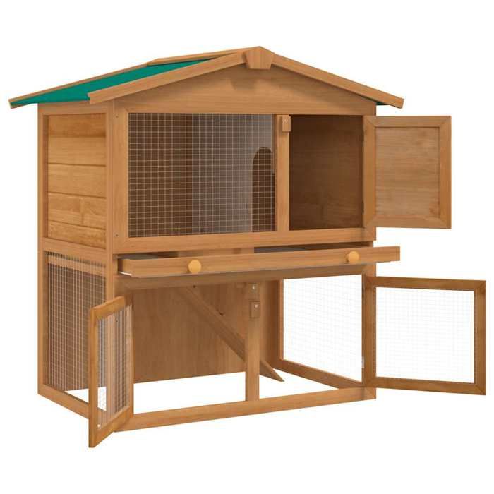 [16230]Clapier dextérieur - Meuble de cages/Clapier à lapins - Enclos pour petits animaux 3 portes BoisPoids:17.4 Kg