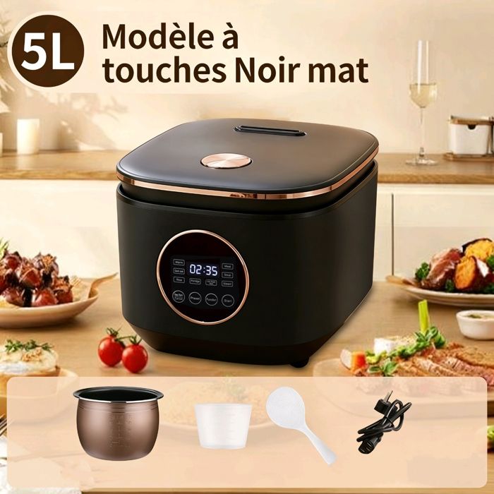 Cuiseur à Riz 9 Fonctions de Cuisson - 5L Cuiseur à Riz Automatique - Pot intérieur antiadhésif - Fonctions des boutons LED 900W
