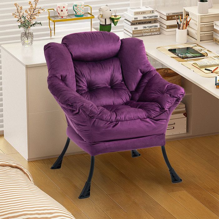 Fauteuil relax 75 x 80 x 85 cm fauteuil à bascule en métal avec poches latérales fauteuil dallaitement minimaliste violet