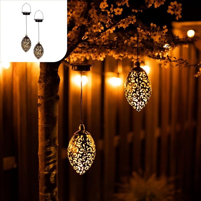 Lampe solaire suspendue dextérieur - Deux lampes solaires - Idéale pour lextérieur
