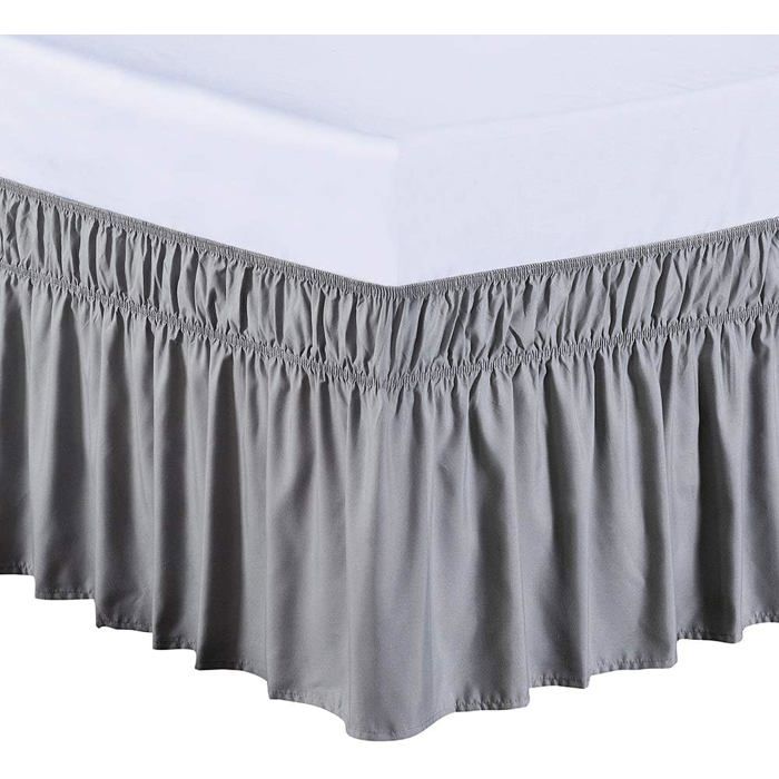 Jupe de lit enveloppante - plis élastiques anti-poussière - facile à installer - couleurs résistantes - gris - 120 x 200 + 38 cm