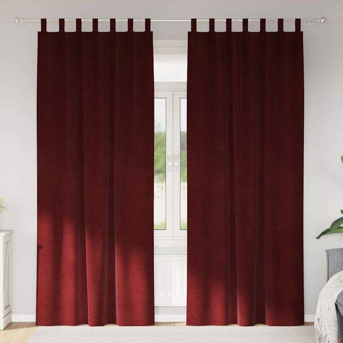 Rouge Rideaux - Rideaux occultants 2 pcs Bordeaux 140x260 cm Velours C17754