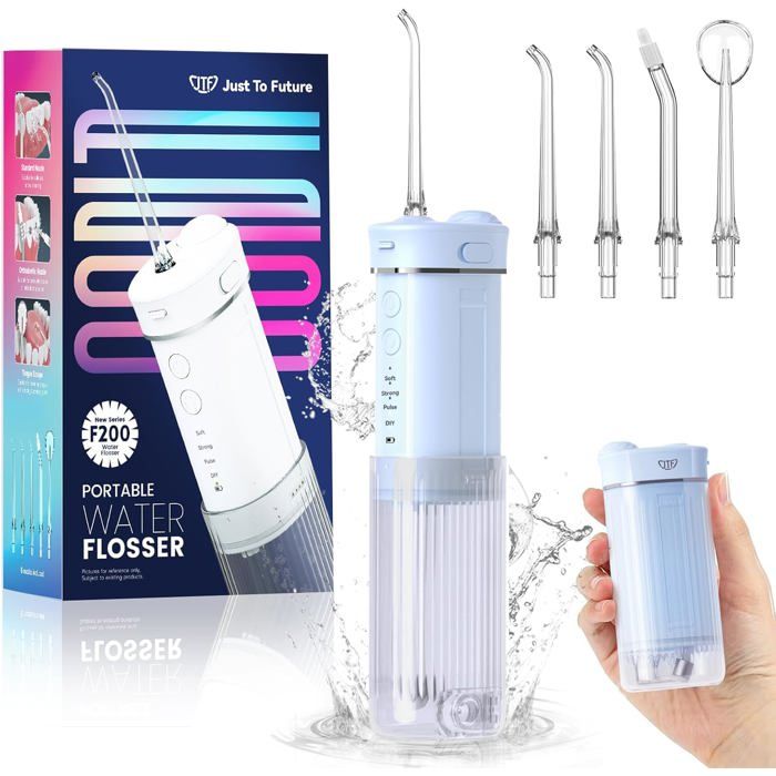 Mini hydropulseur portable JTF sans fil avec 5 embouts interchangeables 4 modes de jet capacité de 230 ml bleu Mini hydropulseur portable JTF sans fil avec 5 embouts interchangeables 4 modes de jet capacité de 230 ml bleu