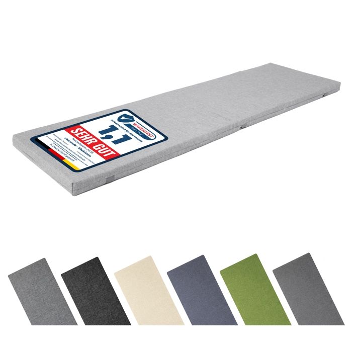 Garronda Coussin de Banc Extérieur 120x40 cm Imperméable Résistant UV avec Élastiques GD-0220 Gris clair