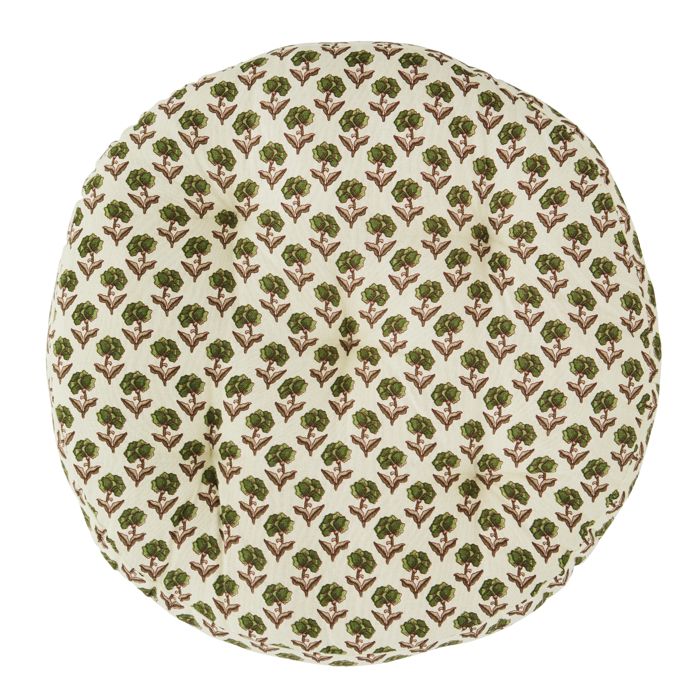 Galette de chaise ronde 100% coton végétal MADAM STOLTZ Vert 45x45 cm