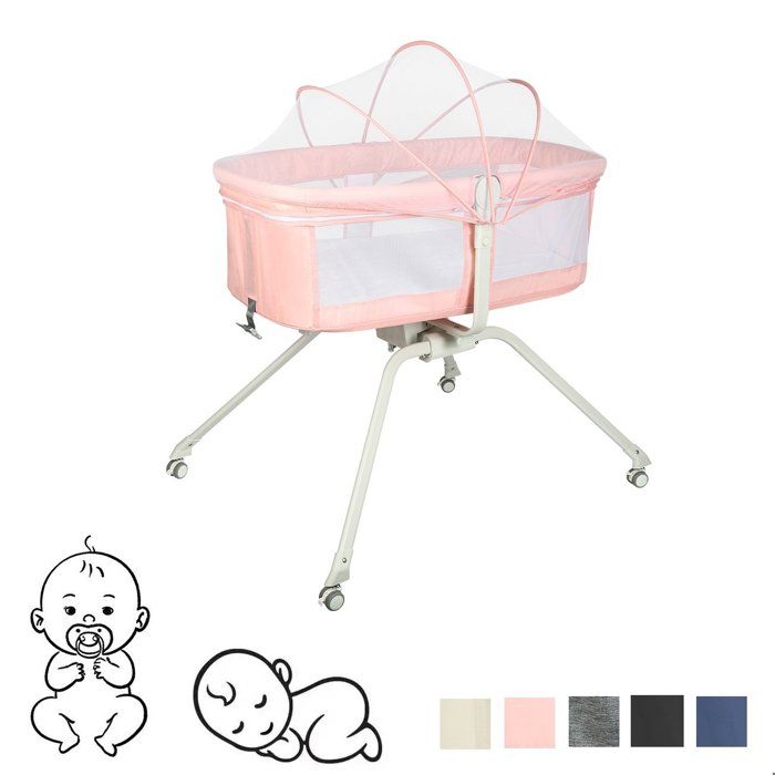 Berceau cododo et lit bébé roulant - lit Parapluie avec Matelas et moustiquaire pour bébé de 0 à 9kg - 90x70x103cm - Rose