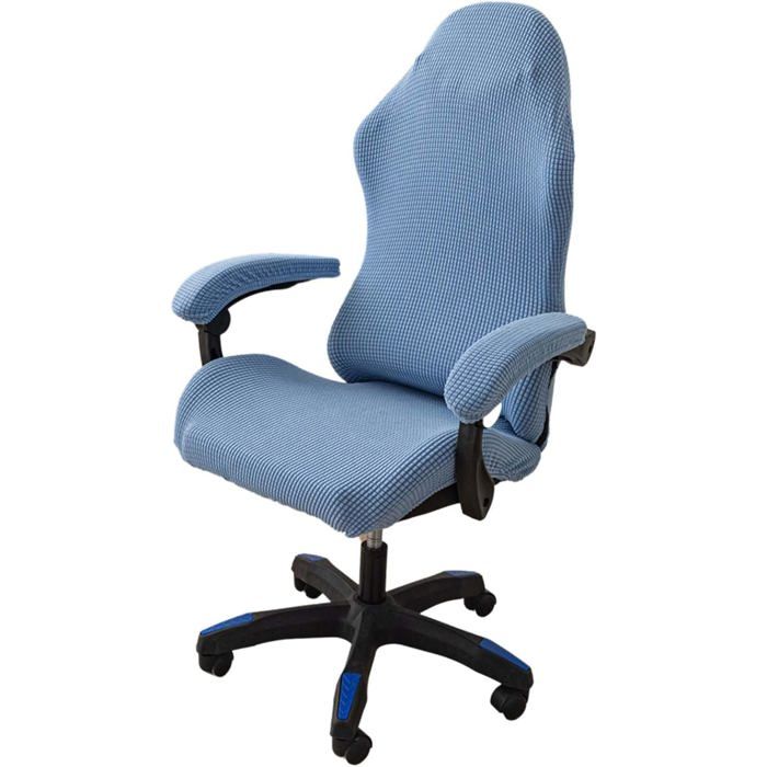 4 Pièces HoussedeChaisedeBureauavecAccoudoirs HousseFauteuilBureau Lavable Antidérapant chaises pivotantes (Bleu)