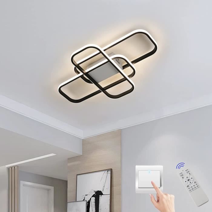 Plafonnier LED Moderne - Lumière Luminaire Dimmable - en Forme de Carré pour Salon Chambre Cuisine Couloir avec Télécommande