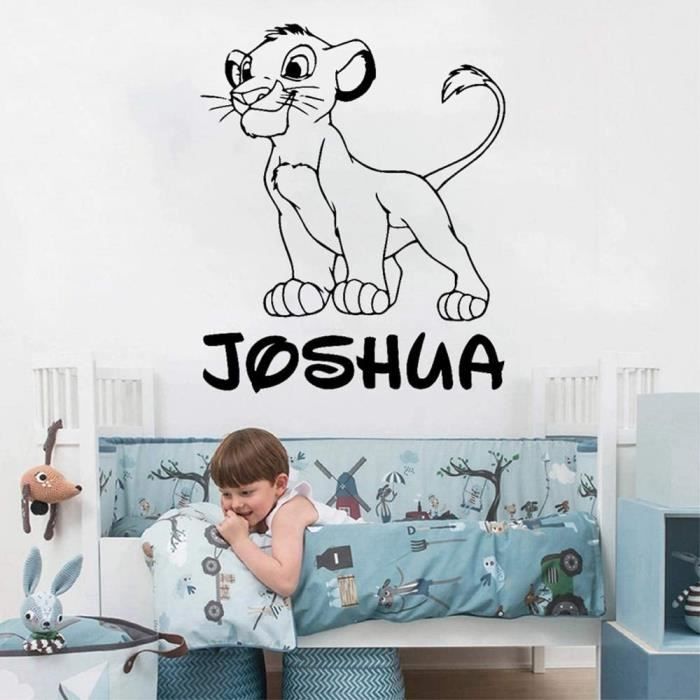 Hfdhfh Art Stickers Muraux Personnalise Roi Lion Nom Vinyle Stickers Enfants Chambre Dessin Anime Decoration Mignon Simba Bebe A579 Cdiscount Maison