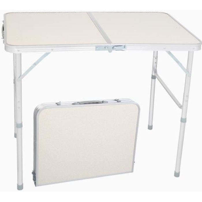 Table De Camping Pliante Ecd-Germany – Aluminium & HDPE – 120x60 Cm – Hauteur Réglable