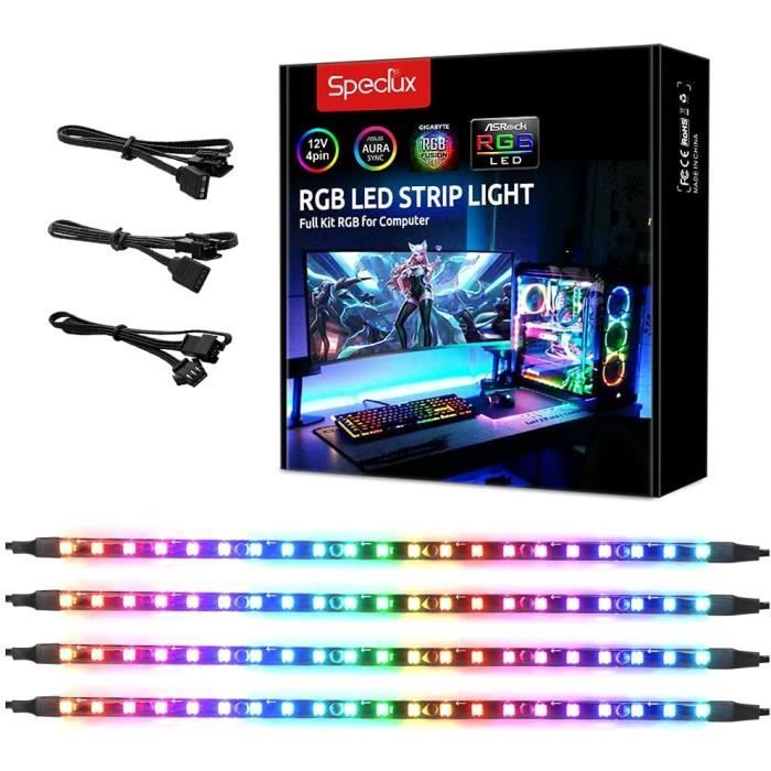 Lot De 4 Bandes Magnétiques Arc-en-ciel Pour Boîtier PC RGB WS2812B 5 V