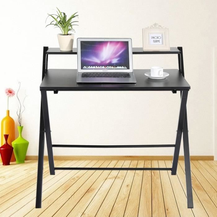 Station Detude Pour Ordinateur Portable Greenforest Bureau Dordinateur Pliant Assemblage Facile Petit Bureau Noir