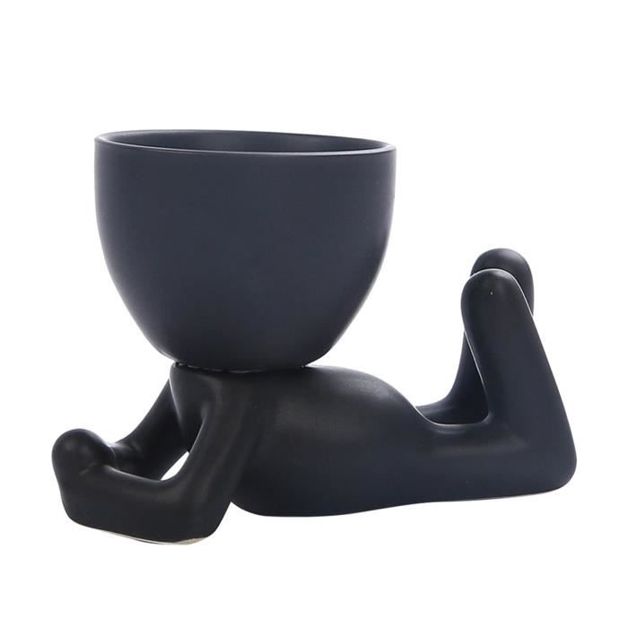 Pot De Fleurs Céramique Visage Souriant - 12x9x8cm - Avec Trou De Drainage - Pour Succulentes, Intérieur/extérieur