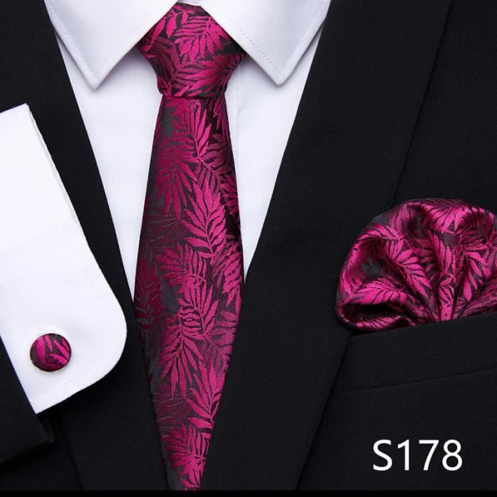 CWKOON Ensemble cravate, pochette carrée, clips et boutons de manchette pour hommes Motif cachemire floral classique, Taille unique