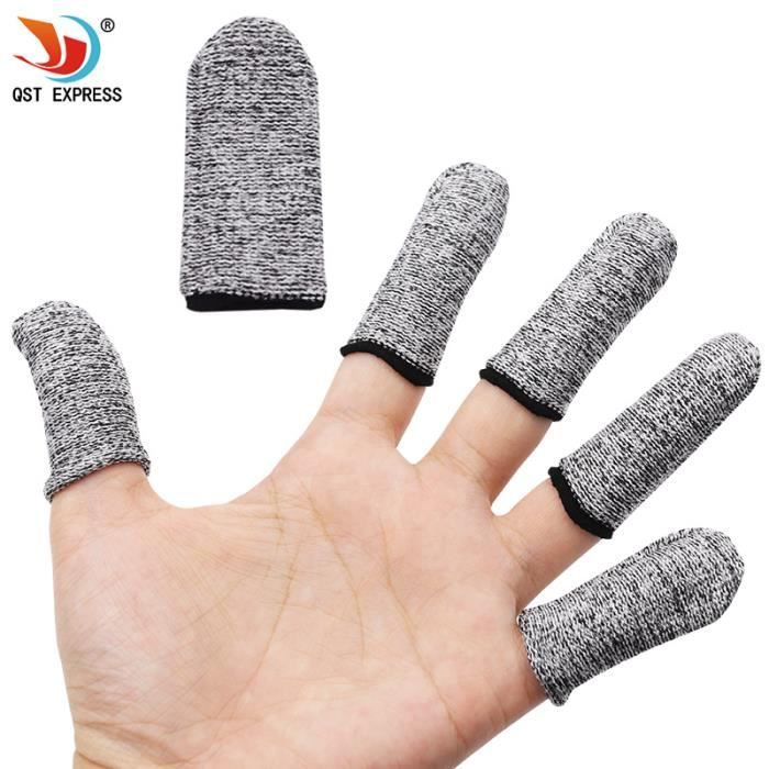 Lot De 12 Manchons De Protection Pour Doigts, Résistants Aux Coupures - Gris, Réutilisables