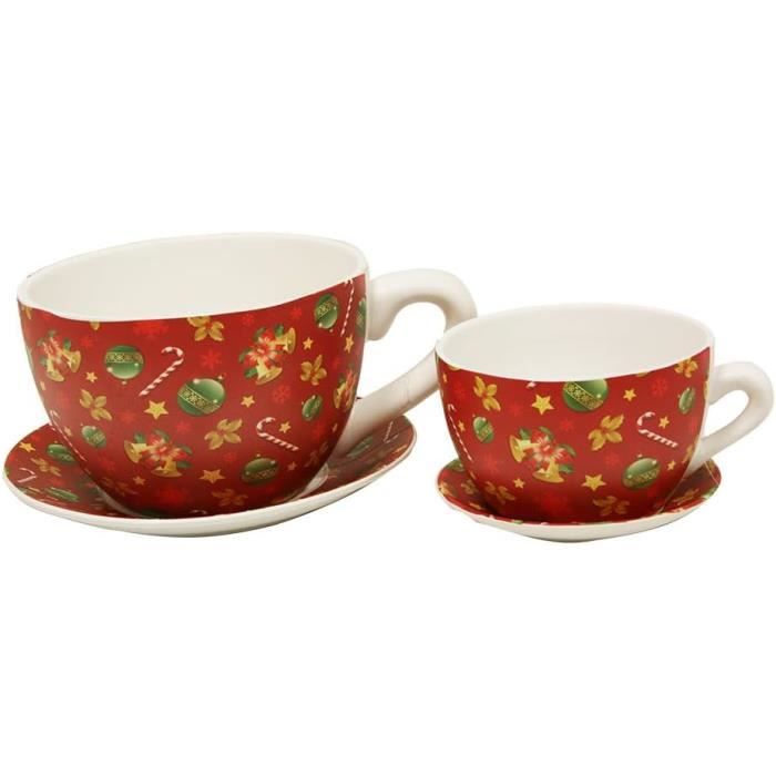Kit Peinture Sur Céramique - 2 Tasses Blanches + 12 Marqueurs, Personnalisable, Cadeau Créatif
