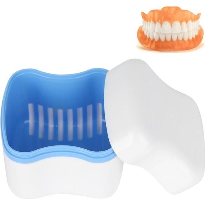Boîte Pot pr Dentier Orthèse Soin Protège-dent Dentaire Rangement Rinçage Panier -LON