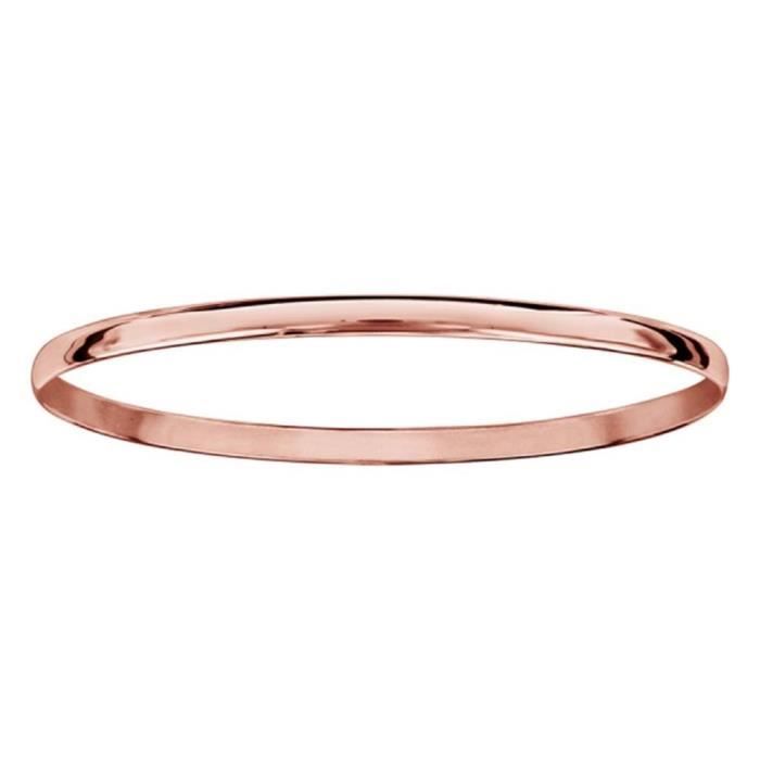 Bracelet Jonc Rigide Plaqué Or Rose 18 Carats - 62mm - Femme - Neuf Avec étiquettes