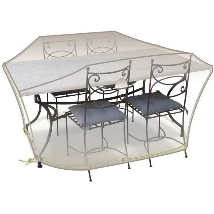 Housse table rectangle + chaises - 4 à 6 personnes - gris mastic