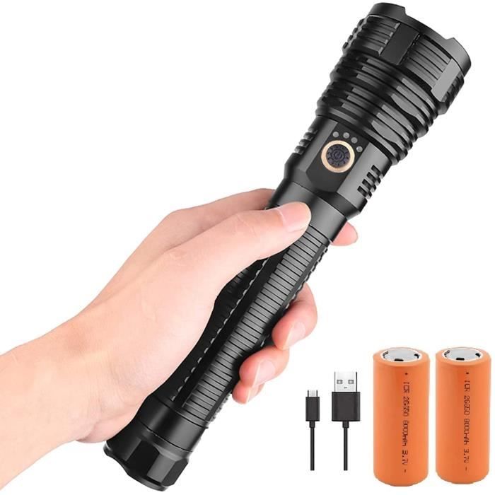 Lampe Torche Led Ultra Puissante, 90000 Lumens Rechargeable Usb
