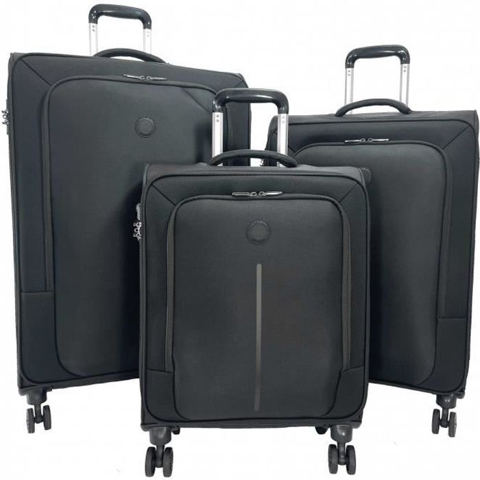 Set de 3 valises souples Delsey Caracas dont une valise cabine NOIR - CARACAS3-Noir