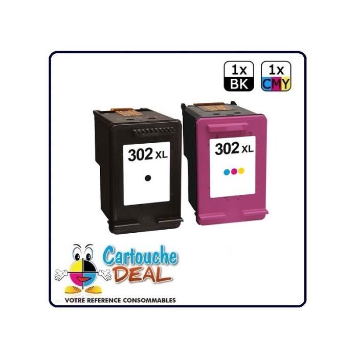 2 cartouches 302 XL BK & Color pour imprimante HP Envy 4520