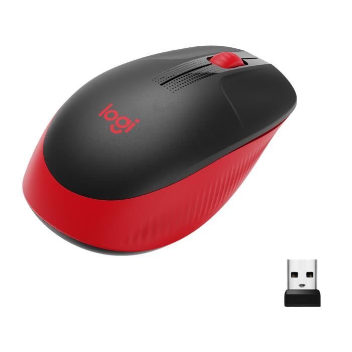 Souris sans fil ergonomique – Logitech – M190 – Rouge