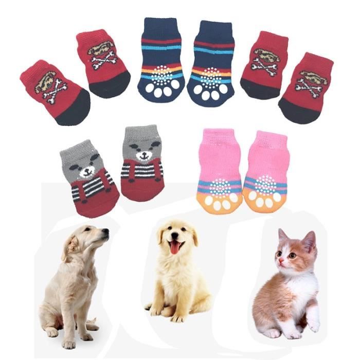 Vetements Animaux L Chaussettes Tricotees Pour Animaux De Compagnie 4 Pieces Ensemble Chaussons Pour Petits Chiens Et Chats Auto Cdiscount