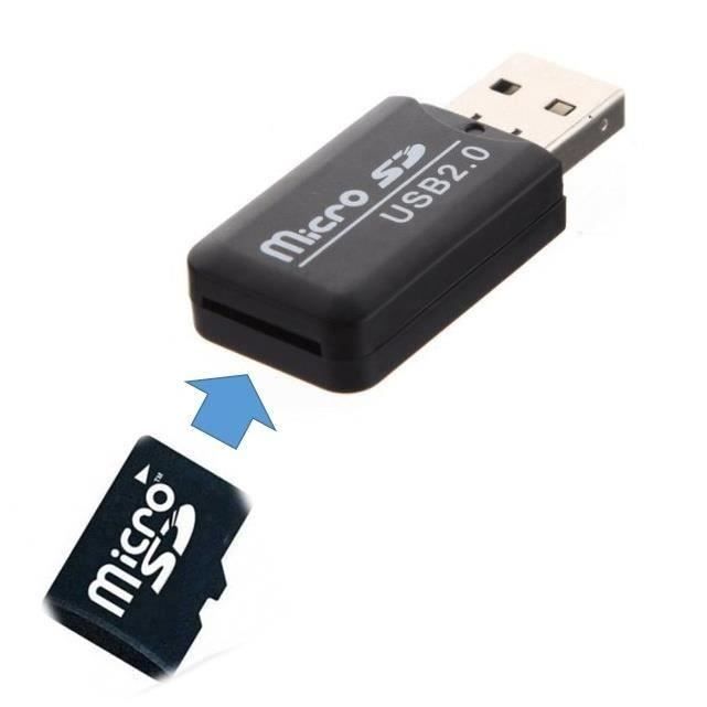 LP Clé USB 2.0 Lecteur Adaptateur Micro Carte SD - Noir - LPCYE0310A0898