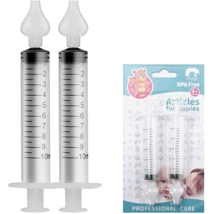 Lot de 2 mouche bébé seringue nasale-embouts silicone-Réutilisable et Haute  Qualité-irrigation nasale-Sans BPA (Rose)