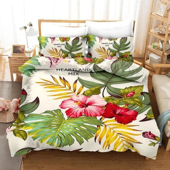 Housse de Couette 140x200 cm Enfant Ado Fille GarçOns, Fleurs et Feuilles,  Ensemble de Linge de lit avec 2 taies d'oreiller [2361] - Cdiscount Maison