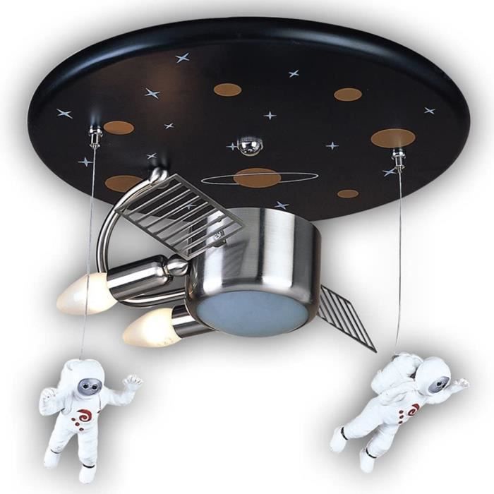 1 × E27 Plafonnier Astronaut Spaceman Métal plastique Suspension moderne LED Dimmable avec télécommande enfant Lampe design créatif Lampe de Plafond Filles garçon enfants Lampe de chambre 2 × E14 