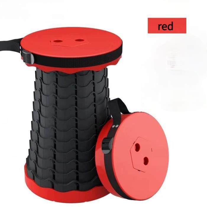 Tabouret pliant rétractable - Red with black - Portable - Hauteur réglable - 1 place - 150 kg