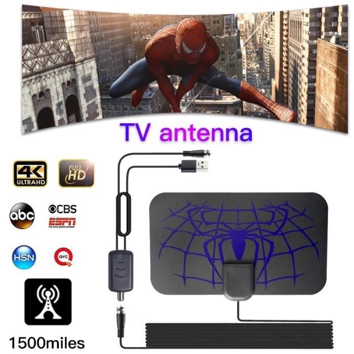 Antenne TV Intérieure Numérique 360° - Réception Omnidirectionnelle, Compatible 4K UHD Et TNT HD | Câble Coaxial 3 M Inclus
