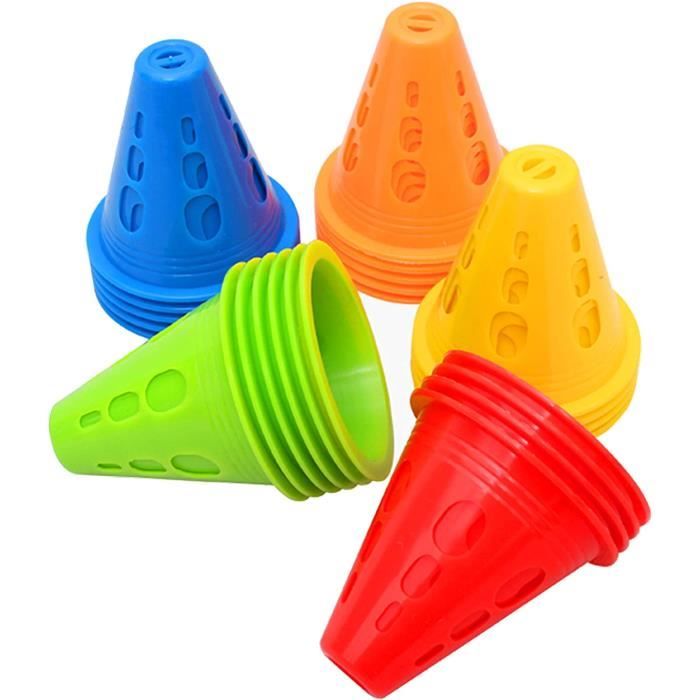 Lot De 10 Cônes De Circulation 8,5 Cm – Marqueurs D’Entraînement Agilité Patinage & Sports (Bleu)