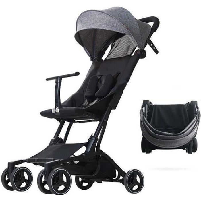 Poussette Canne BEBE2LUXE PIKO Ultra Compacte et légère Cabine Avion (Gris)