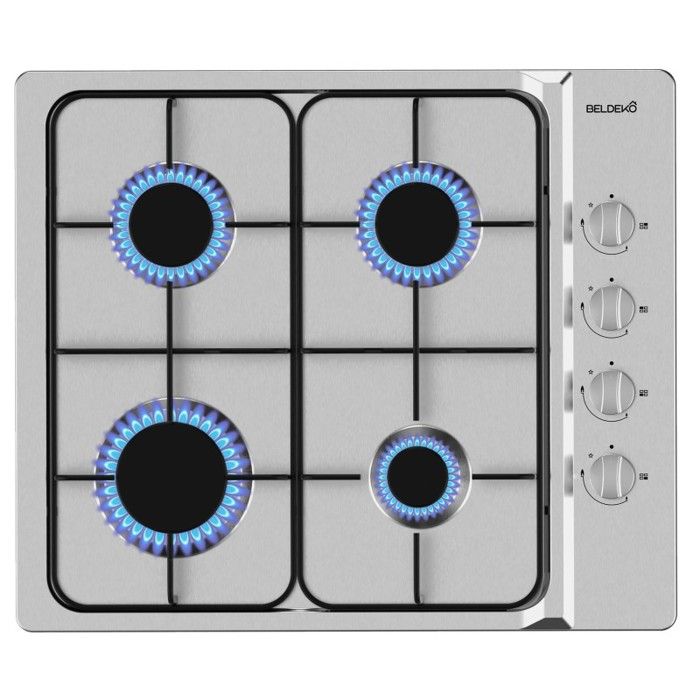 BELDEKO Plaque Gaz 4 Feux 7500W Inox Encastrable - Marque Française