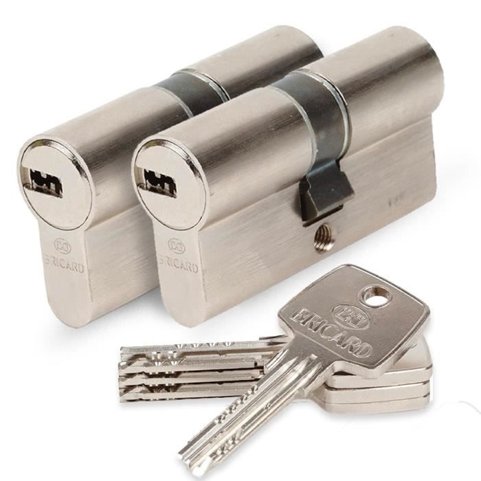 Lot de 2 cylindres de porte Bricard Astral 17152 débrayable 30+30 mm ...