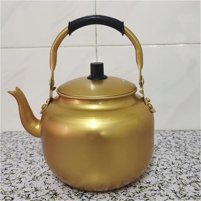 Bouilloire ancienne en cuivre sur support laiton – poinçon – fin XIXᵉ - Antiquités