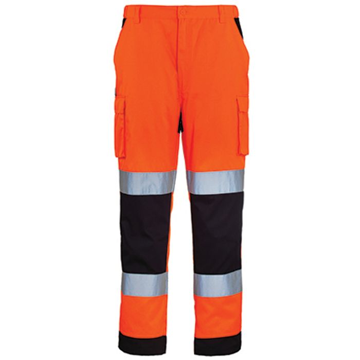 Pantalon de travail homme à haute visibilité multipoches PATROL hi-viz orange/marine T2XL - COVERGUARD - 7PAOPXXL