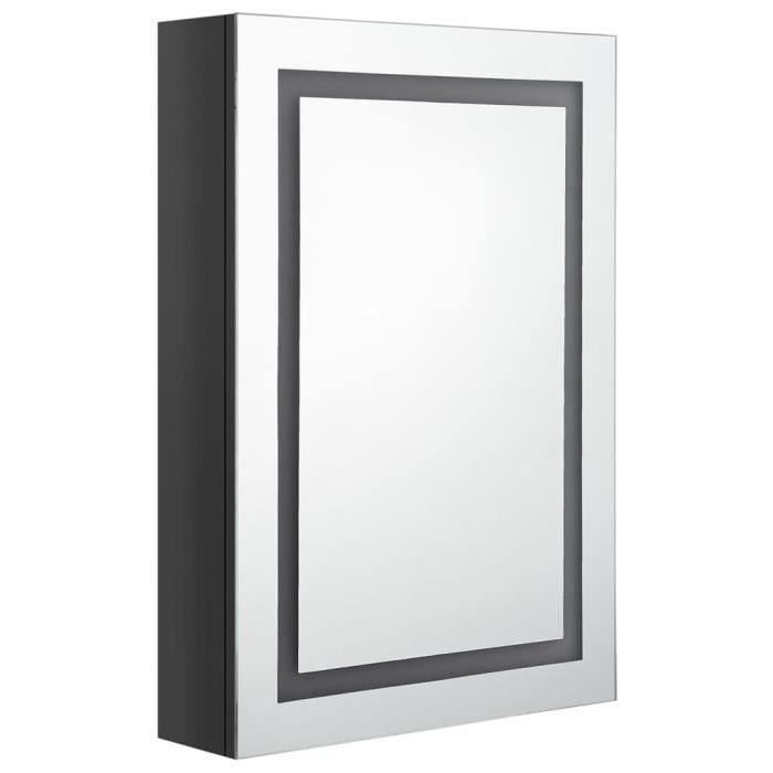 Armoire de salle de bain à miroir LED Noir 60x11x80 cm 326503 Armoire de salle de bain à miroir LED Noir 60x11x80 cm 326503